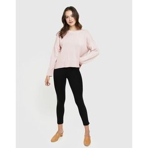Quince Women's Soft Pink Boyfriend Crew Sweater 100% Organic Cotton S